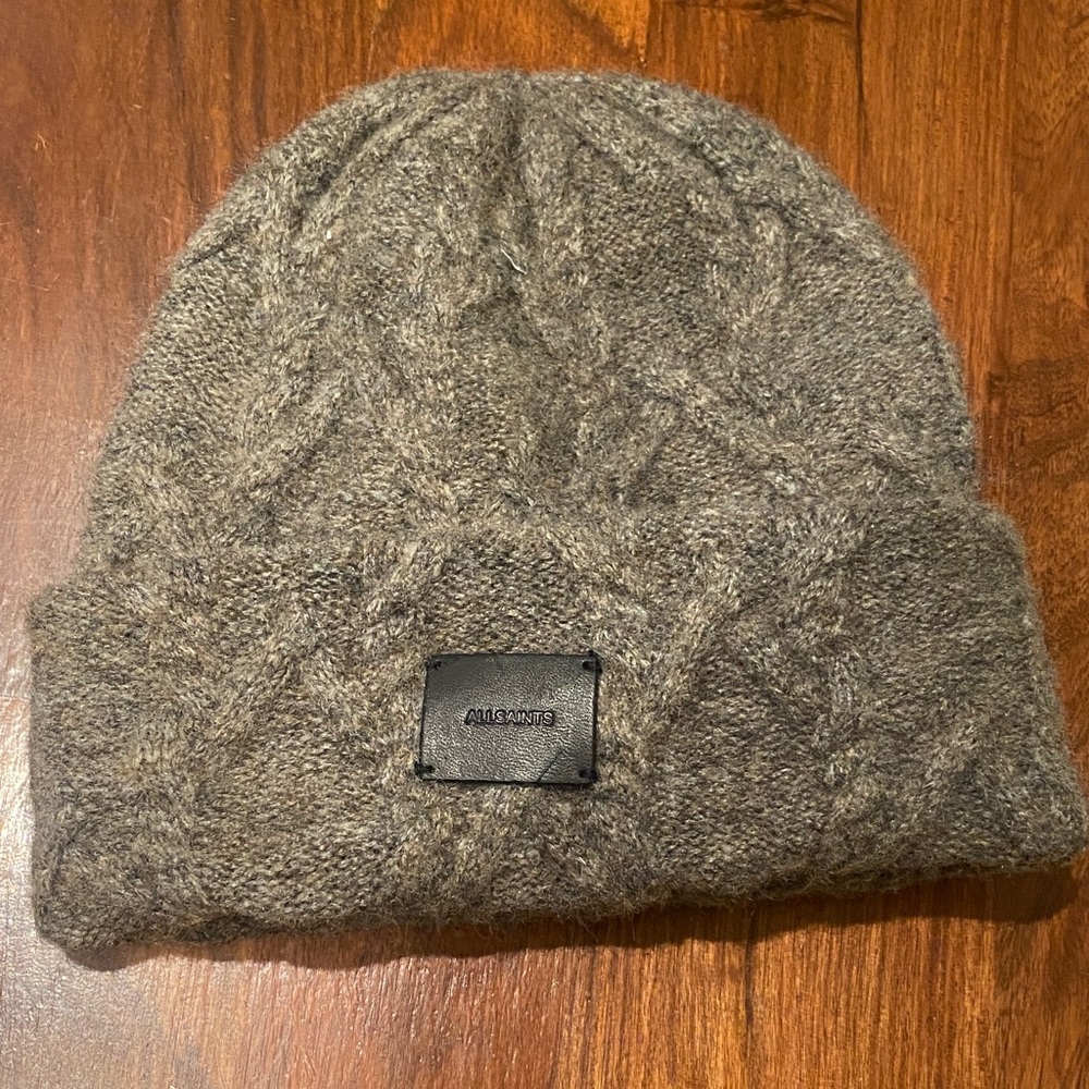 All Saints Brown/Taupe Knit Beanie Like New